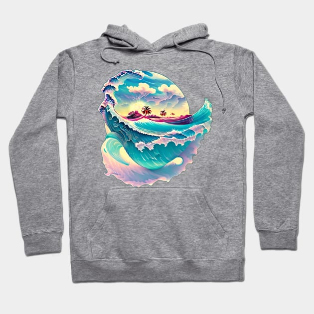 ocean waves painting watercolor Hoodie by emofix